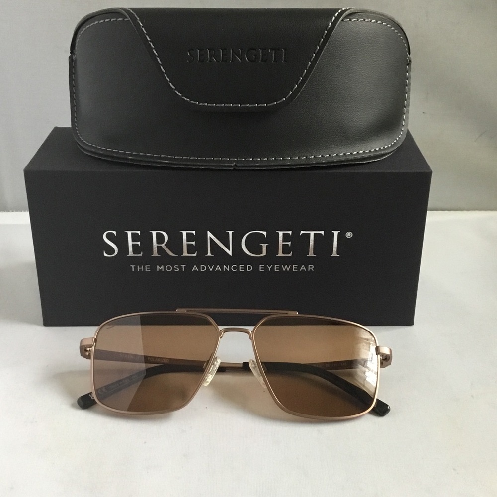 Serengeti Aitkin Men’s Polarized Copper Frame Sunglasses with Brown Lenses